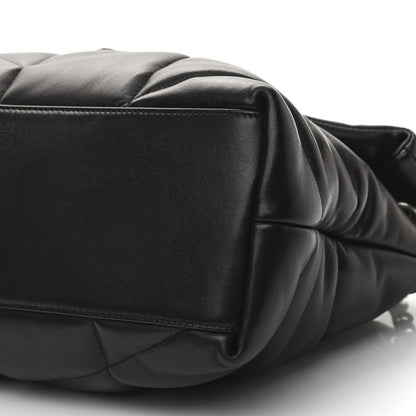Saint Laurent Lambskin Quilted Medium Loulou Puffer Monogram Chain Satchel Black 10 of 10