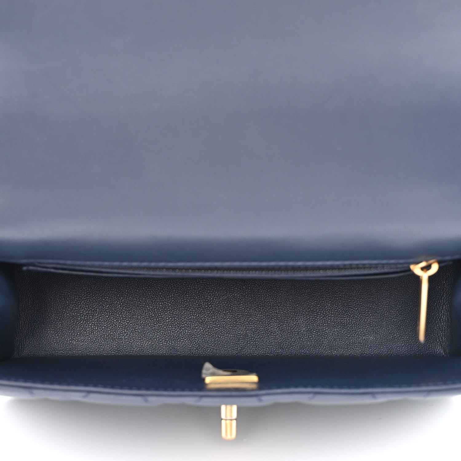 Chanel Lambskin Metal Quilted Twist Top Handle Flap With Chain Blue 5 of 11