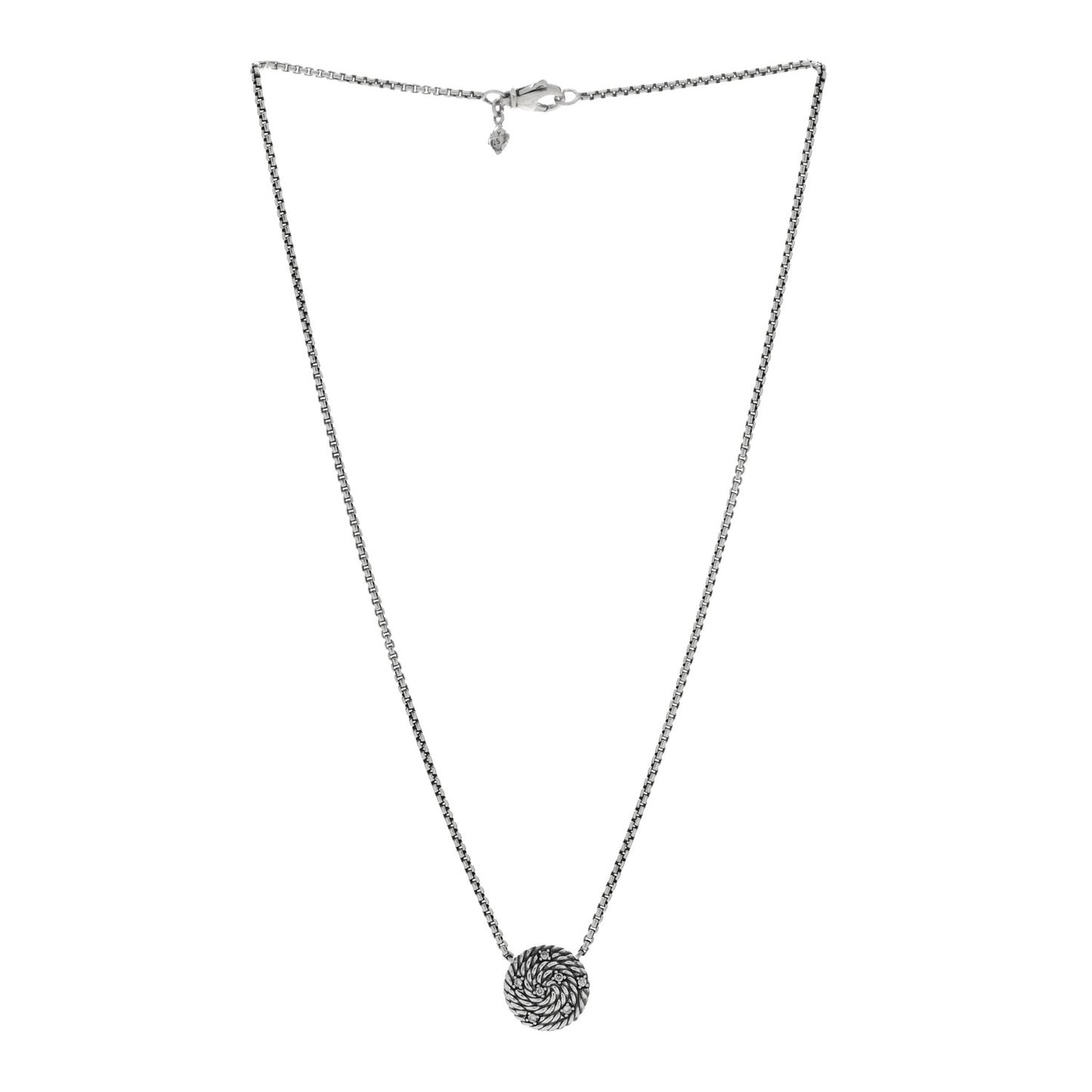 Sterling Silver Diamond Petite Cable Coil Pendant Necklace