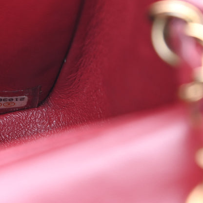 Chanel Lambskin Chevron Quilted Mini Rectangular Flap Red 7 of 20
