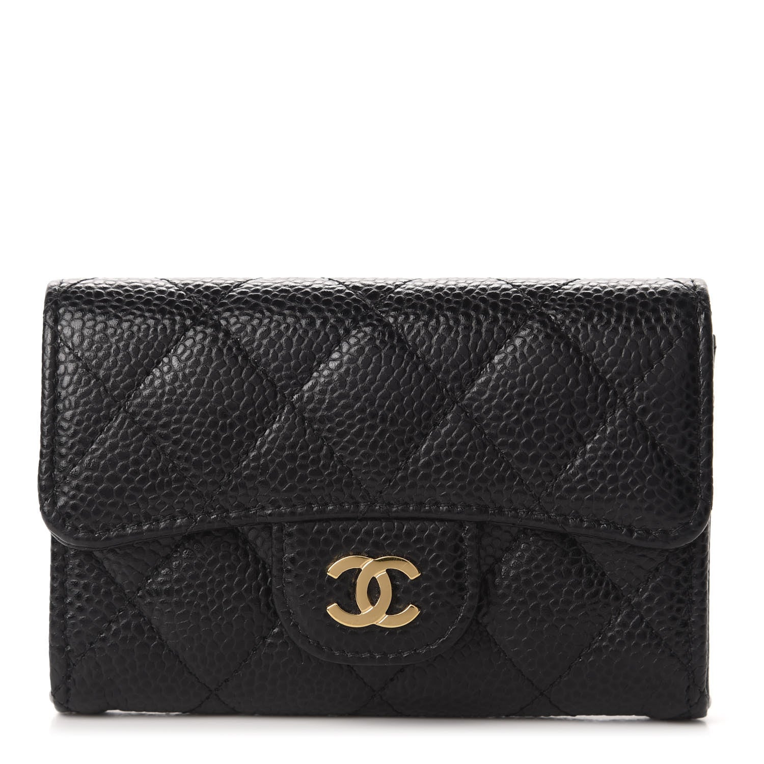 Chanel Caviar Quilted Flap Card Holder Wallet Black 1 of 9