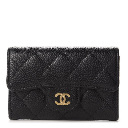 Chanel Caviar Quilted Flap Card Holder Wallet Black 1 of 9