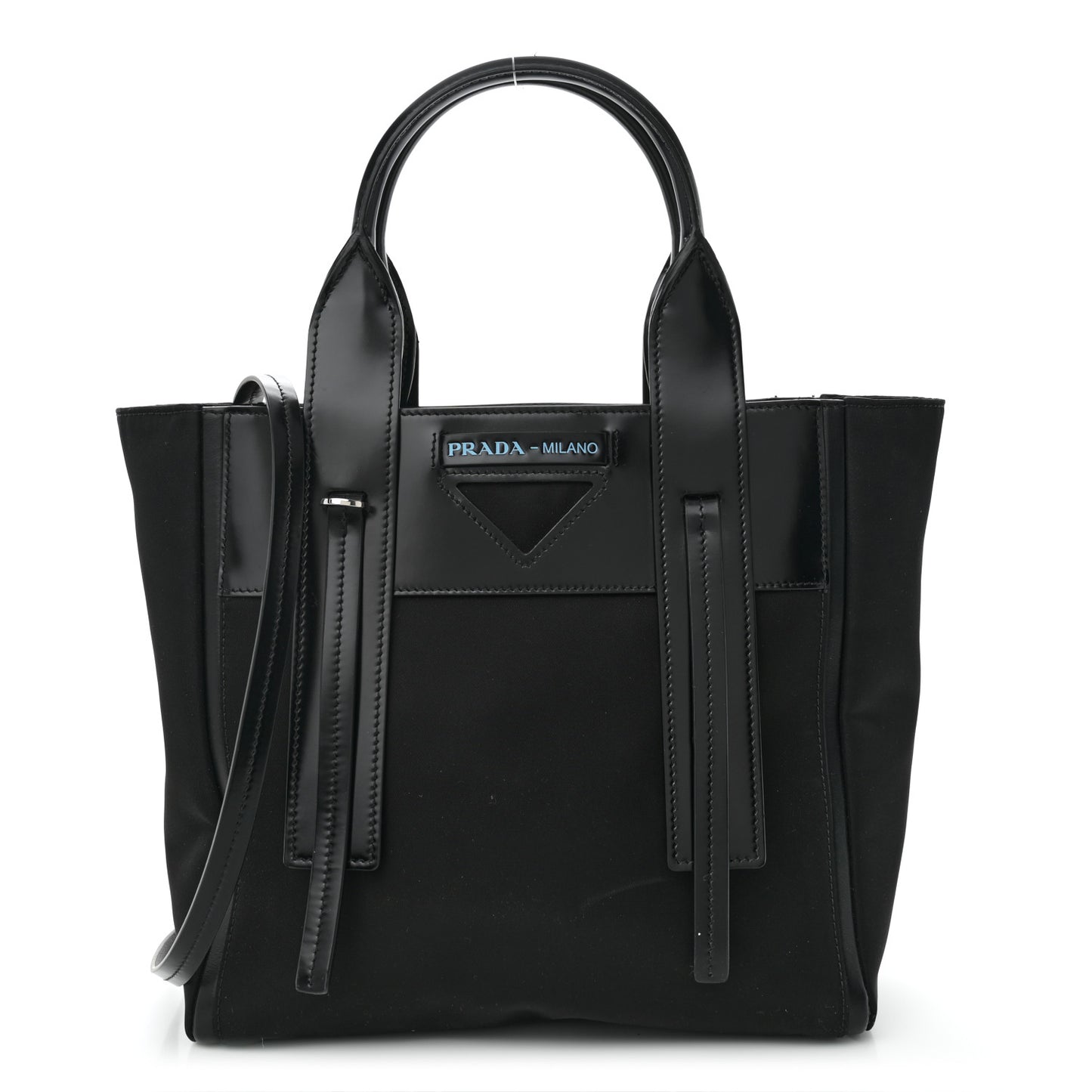 Tessuto Nylon Spazzolato Small Ouverture Top Handle Bag Black