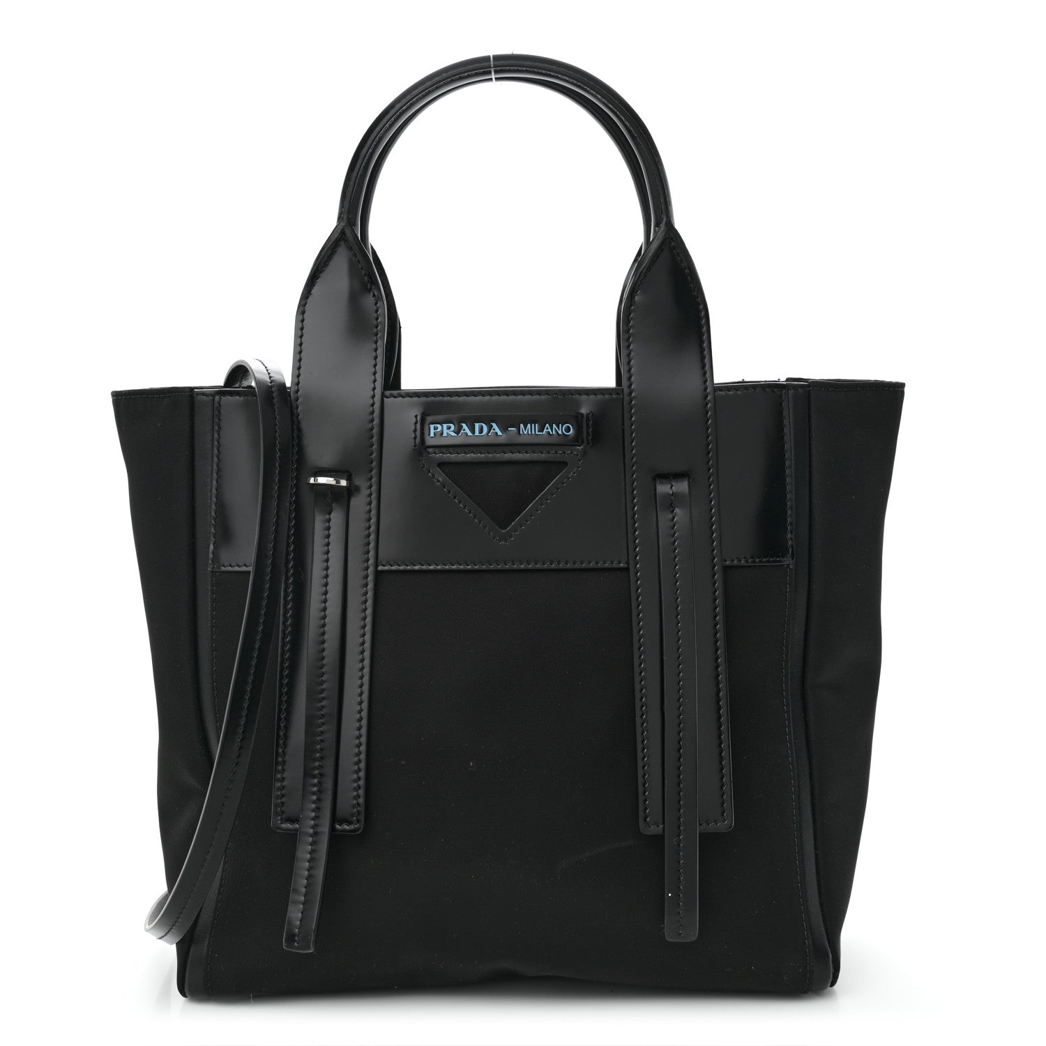 Prada Tessuto Nylon Spazzolato Small Ouverture Top Handle Bag Black 1 of 11