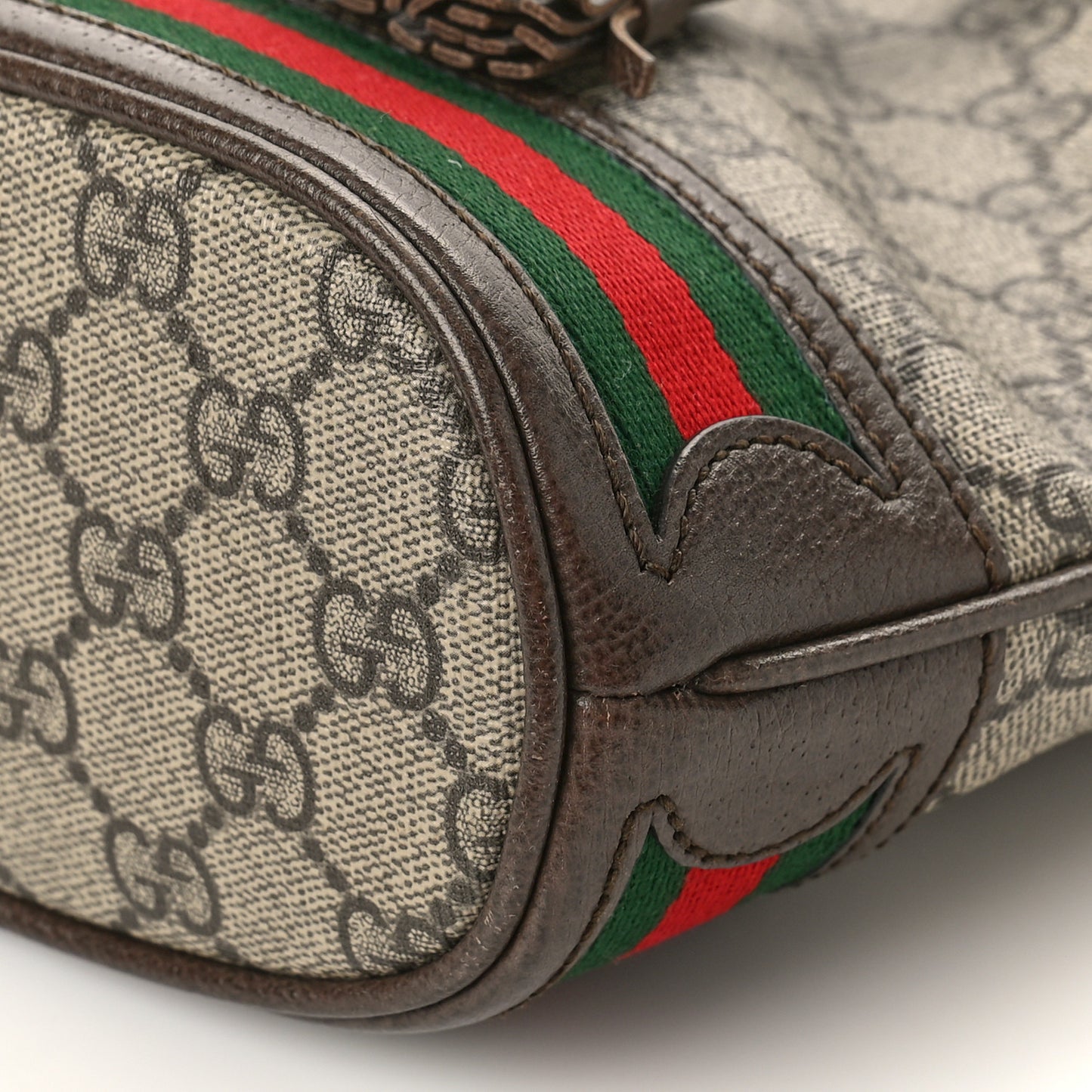 GG Supreme Monogram Web Mini Ophidia Bucket Bag Brown