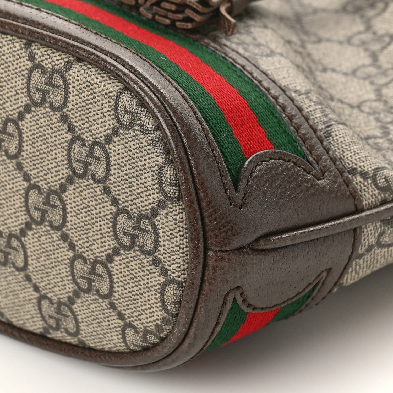 Gucci GG Supreme Monogram Web Mini Ophidia Bucket Bag Brown 9 of 9