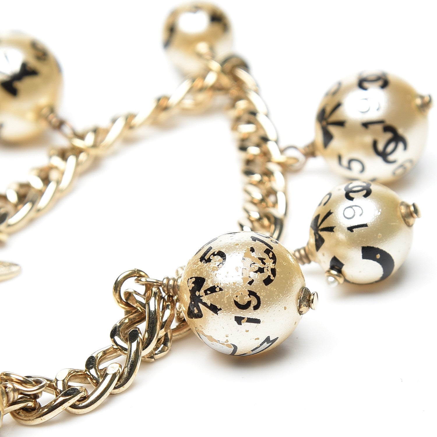Chanel Painted Pearl CC Coco Bracelet Black Gold 5 of 10