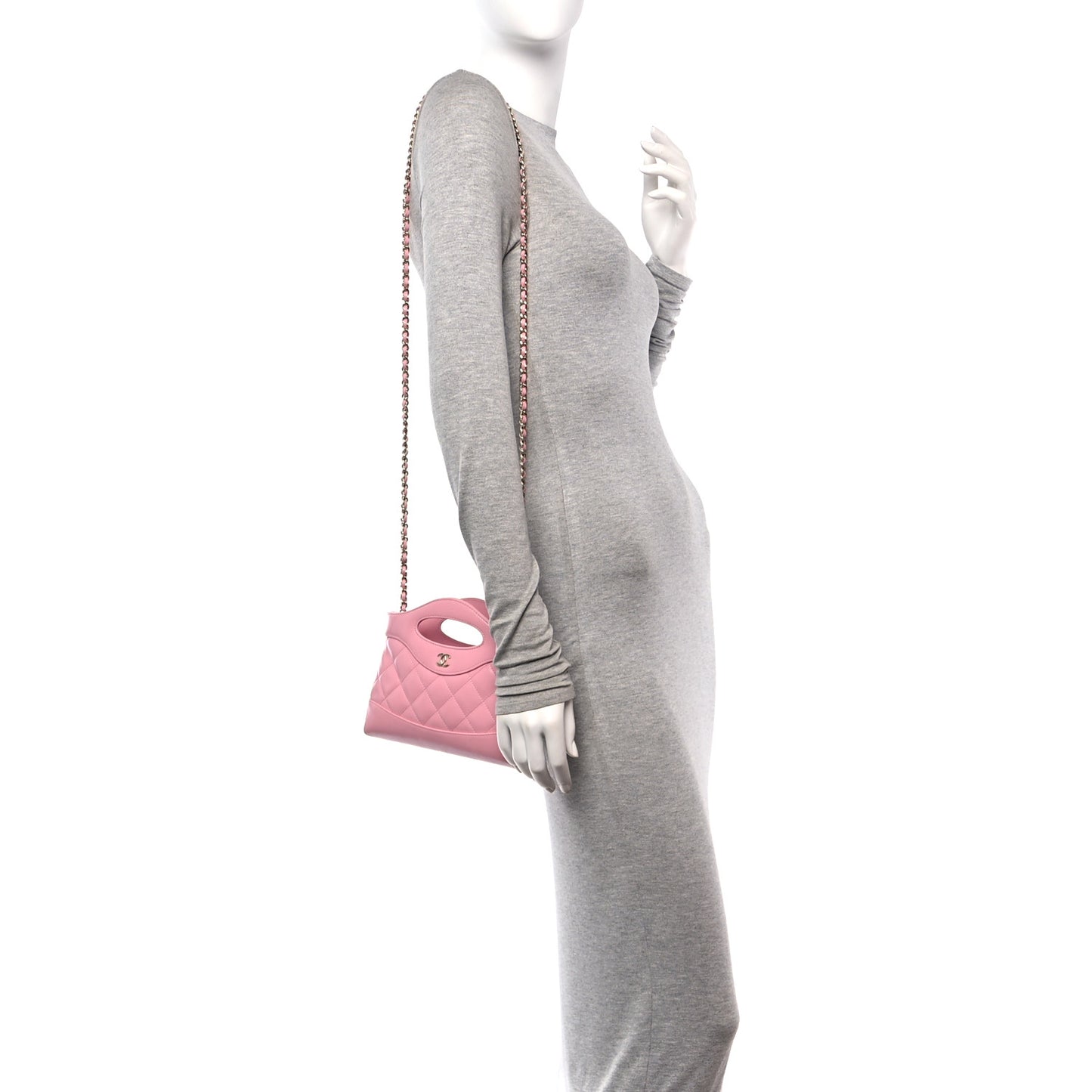 Shiny Lambskin Quilted Nano 31 Shopping Bag Pink