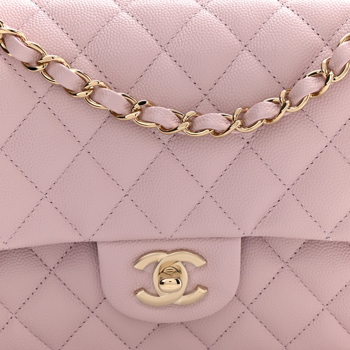 Caviar Quilted Medium Double Flap Light Pink