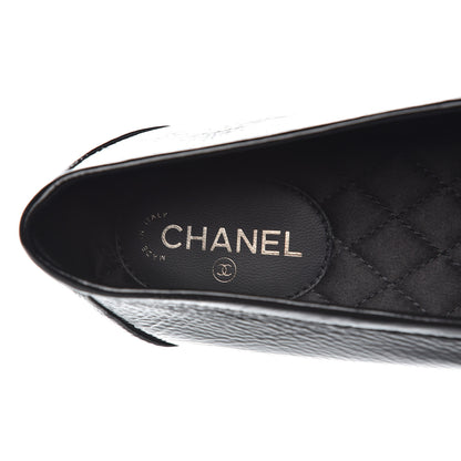 Chanel Patent Crackled Calfskin CC Mocassin Loafers 41 Black 6 of 9