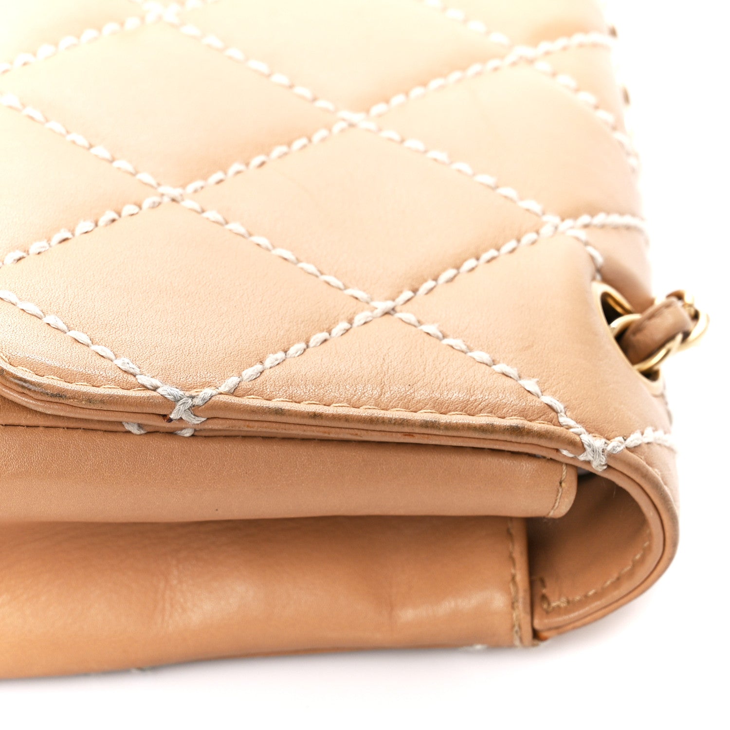 Chanel Calfskin Quilted Medium Wild Stitch Flap Beige 12 of 14
