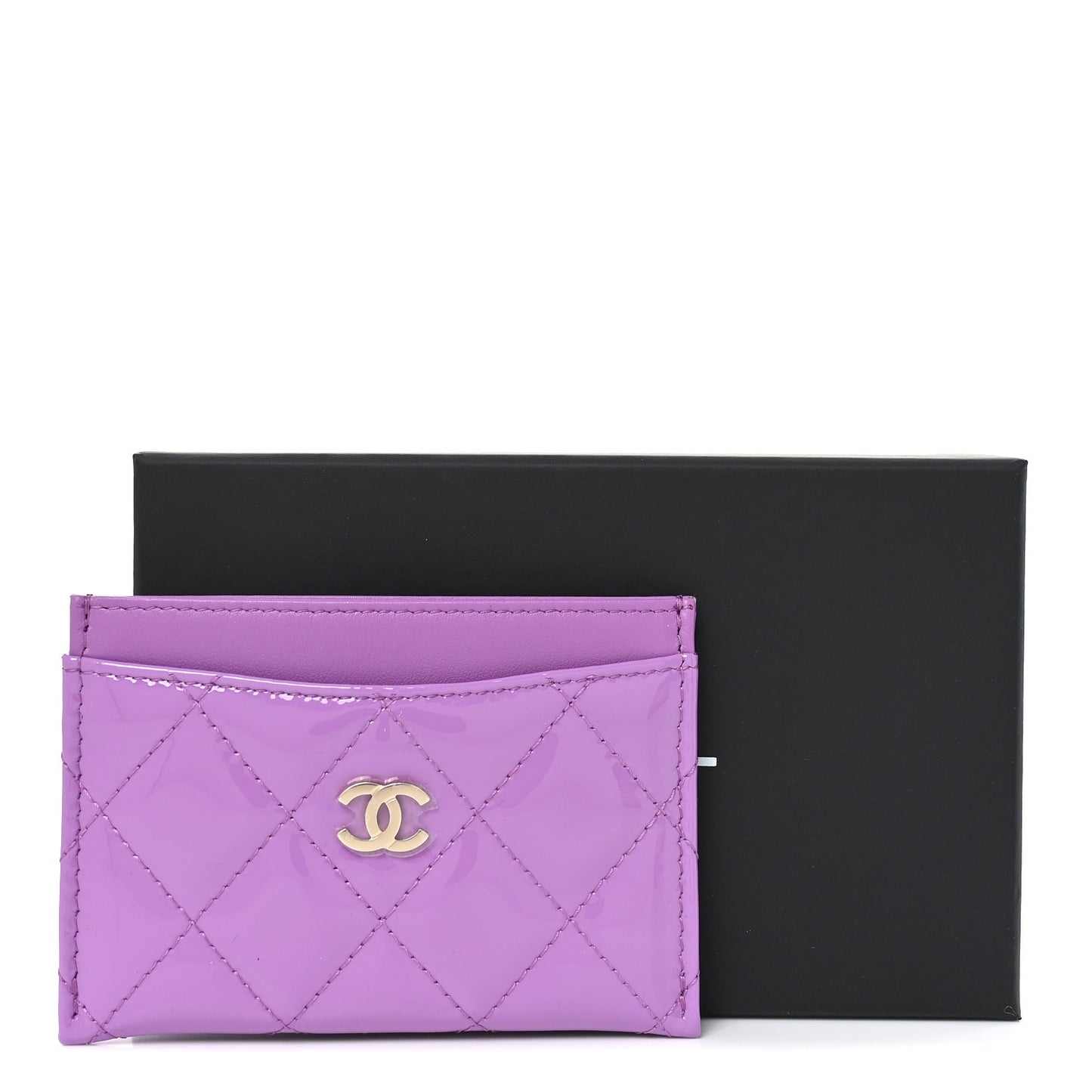 Patent Quilted Card Holder Purple