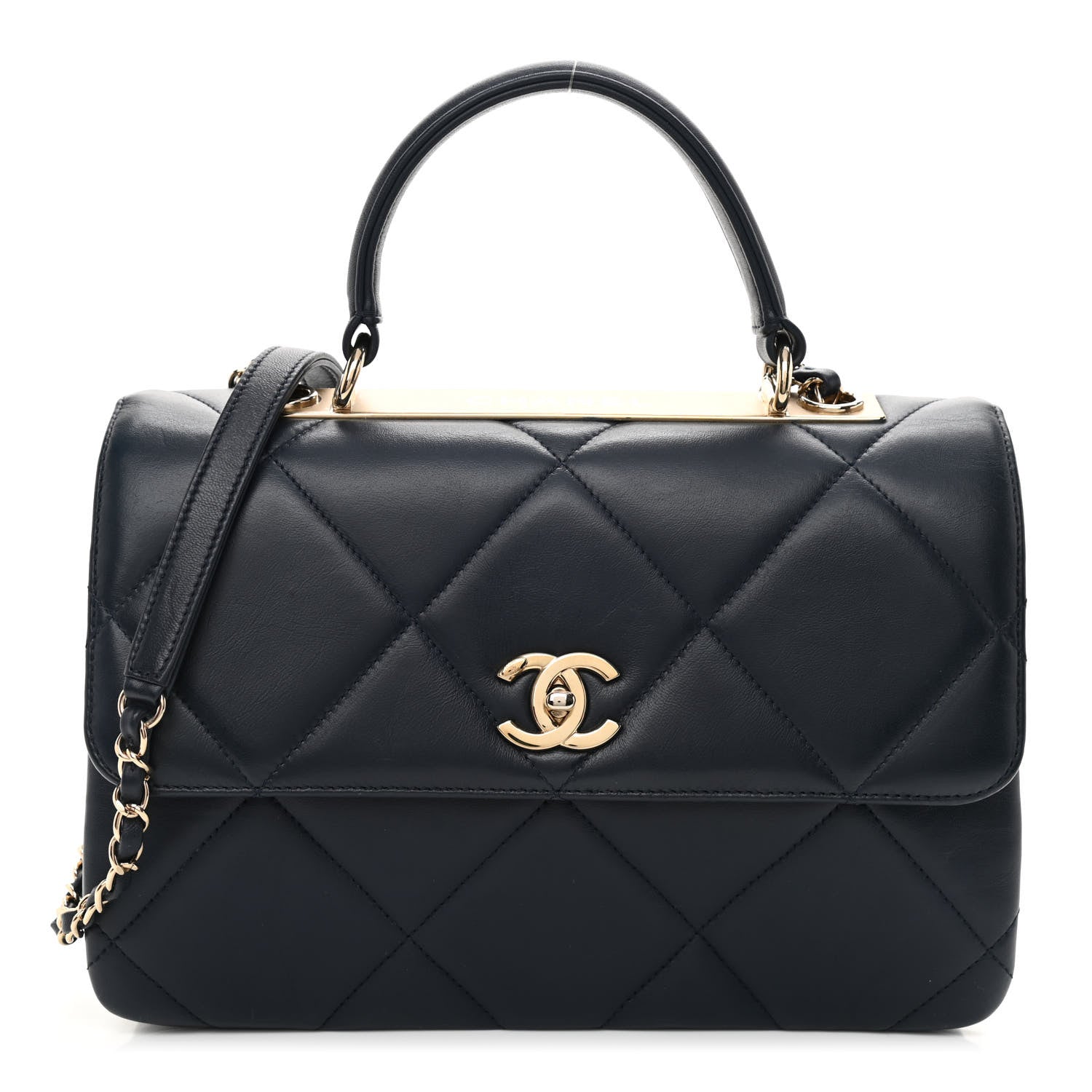 Chanel Lambskin Quilted Medium Trendy CC Flap Dual Handle Bag Navy Blue 1 of 10