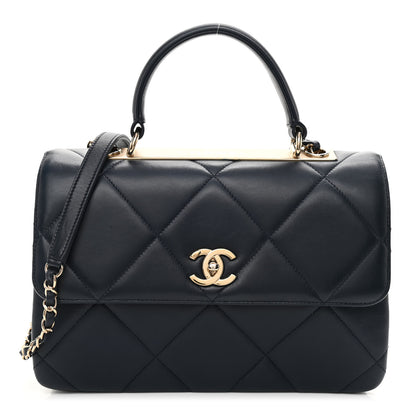 Chanel Lambskin Quilted Medium Trendy CC Flap Dual Handle Bag Navy Blue 1 of 10