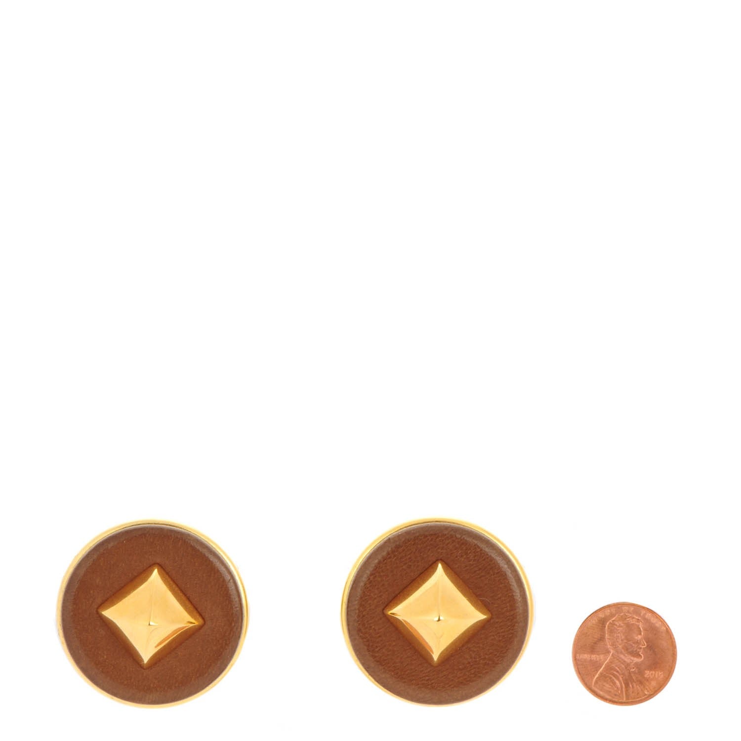 Hermes Lambskin Medor Clip On Earrings Gold 2 of 6