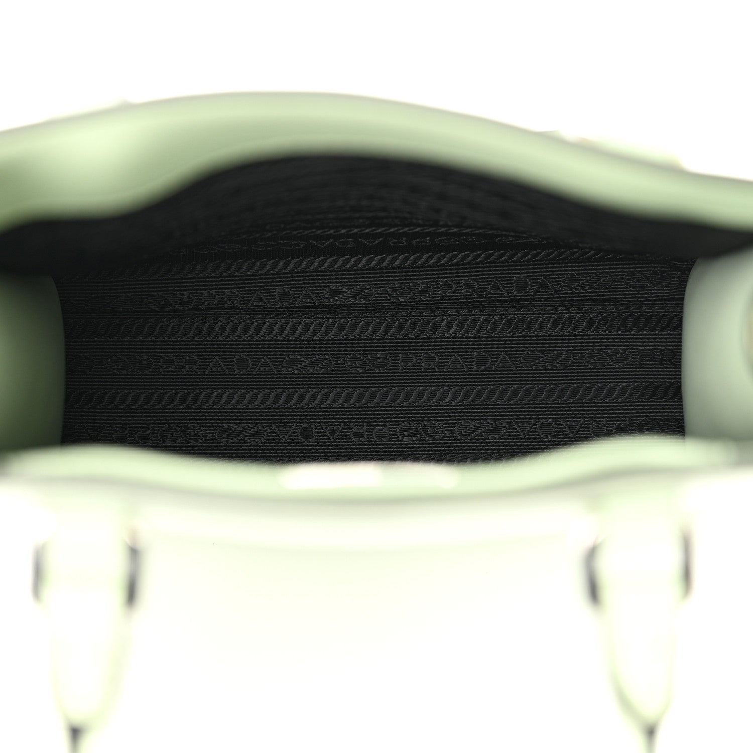Prada Soft Calfskin Triangle Logo Embossed Small Double Handle Crossbody Tote Acquamarina 5 of 9