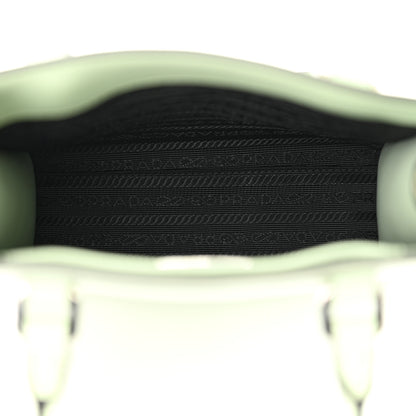 Prada Soft Calfskin Triangle Logo Embossed Small Double Handle Crossbody Tote Acquamarina 5 of 9
