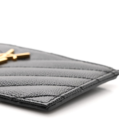 Saint Laurent Monogram Grain de Poudre 5 Fragments Zip Pouch Card Holder Black 9 of 10