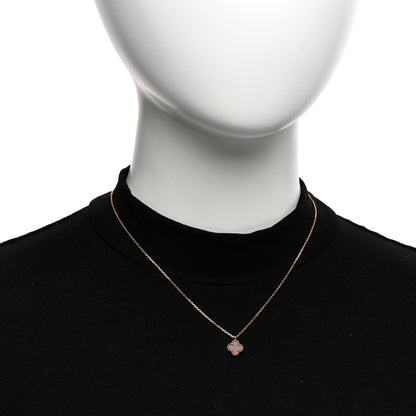 Van Cleef & Arpels 18K Rose Gold Carnelian Sweet Alhambra Pendant Necklace 2 of 5