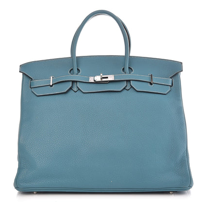 Hermes Taurillon Clemence Birkin 40 Blue Jean 1 of 28