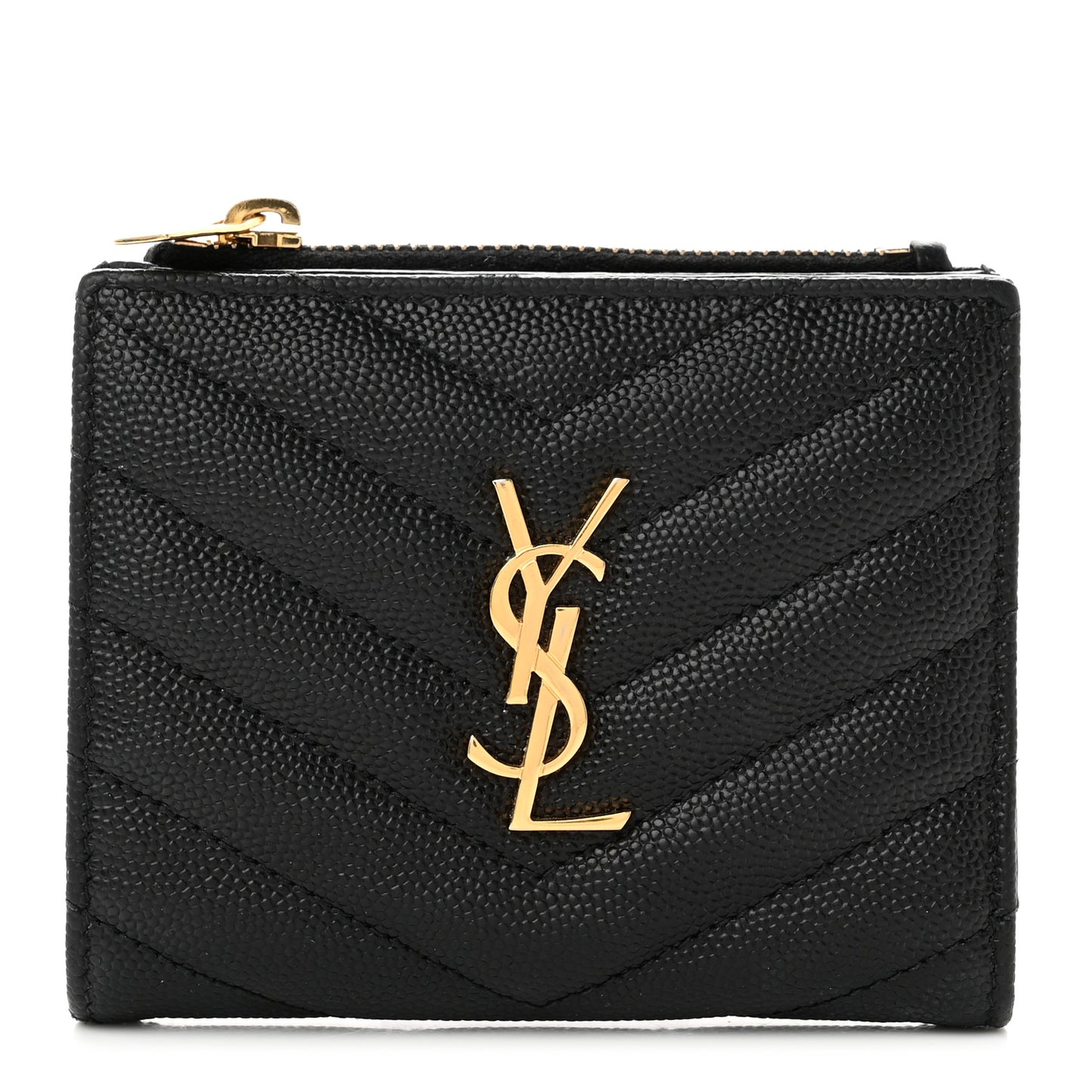 Grain De Poudre Matelasse Chevron Monogram Zipped Card Case Black