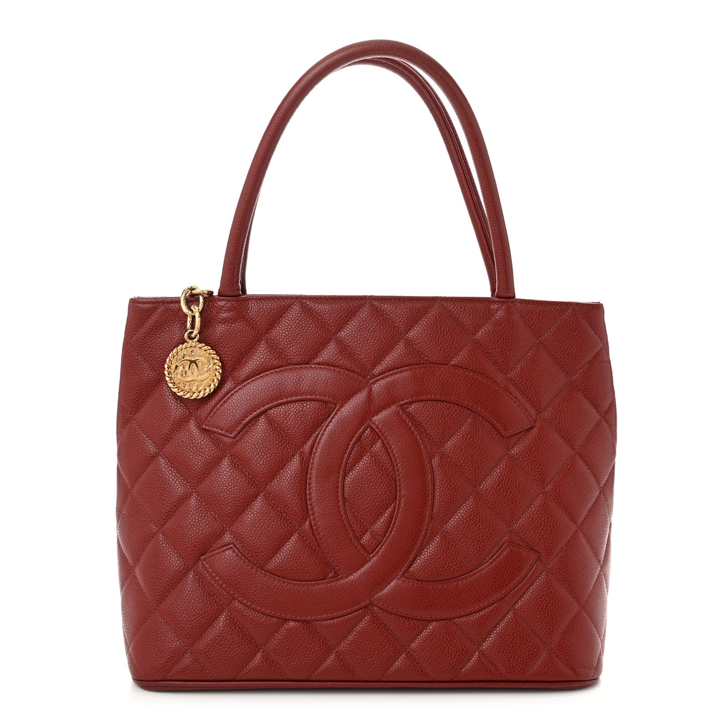 Caviar Quilted Medallion Tote Bordeaux
