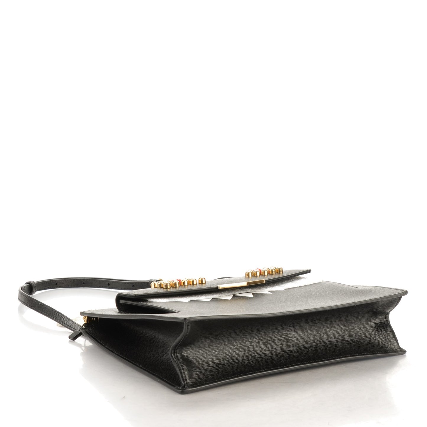 Vitello Elite Studded Monster Crossbody Bag Black