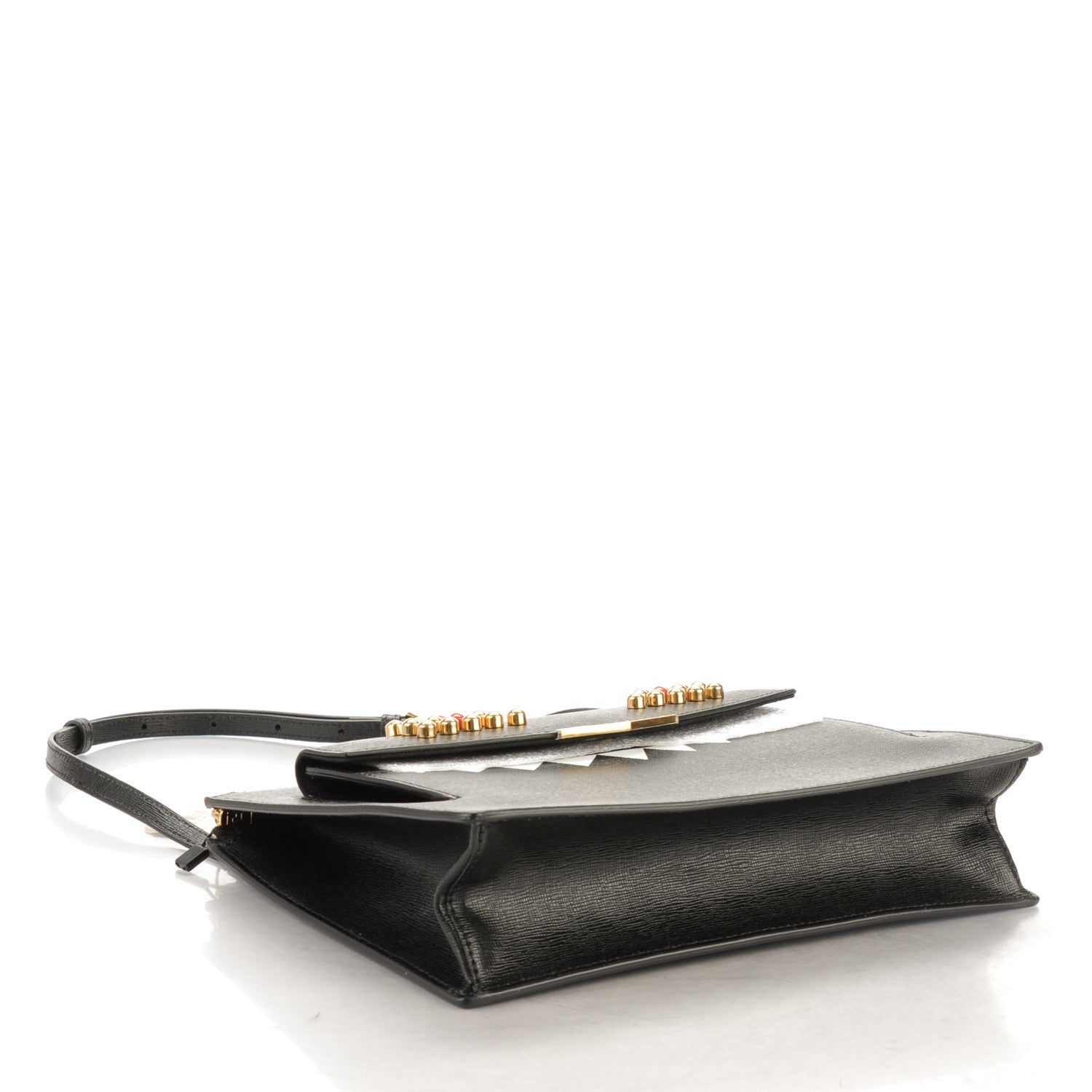 Fendi Vitello Elite Studded Monster Crossbody Bag Black 4 of 7