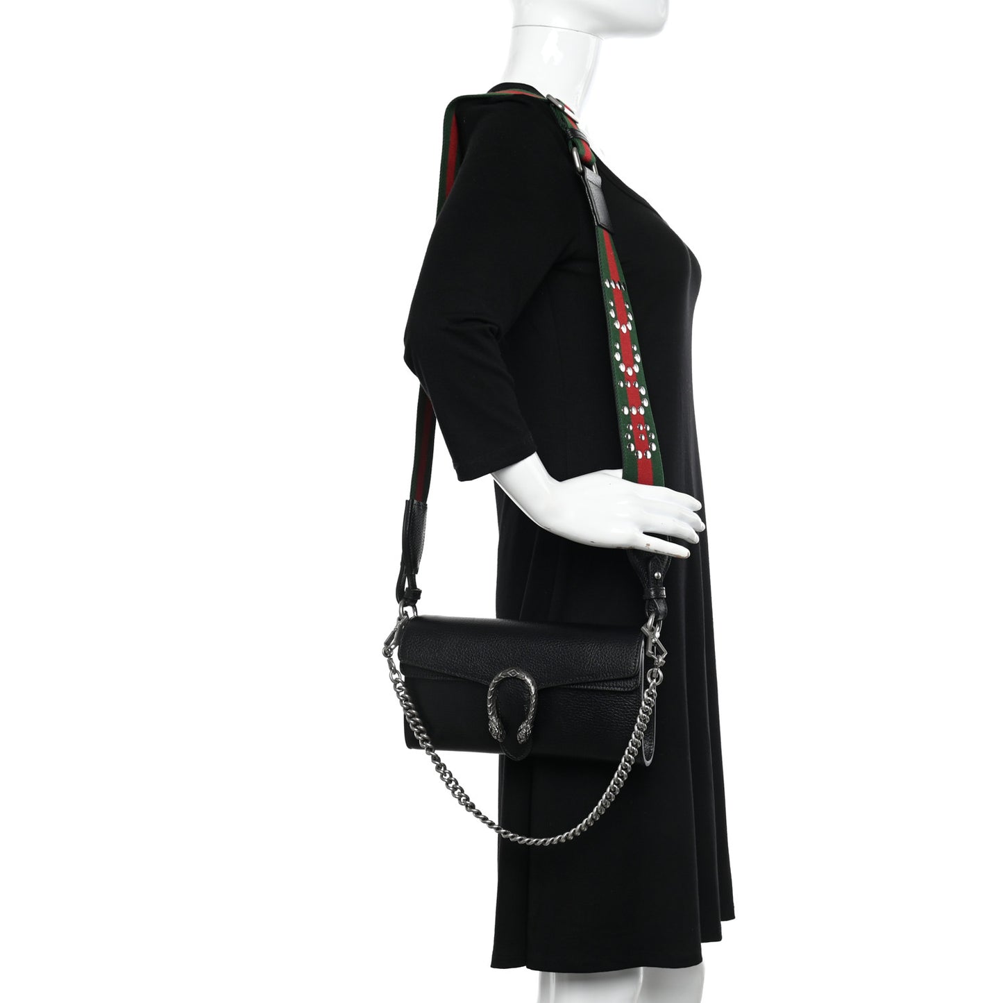 Dollar Calfskin Web Small Dionysus Crossbody Bag Black