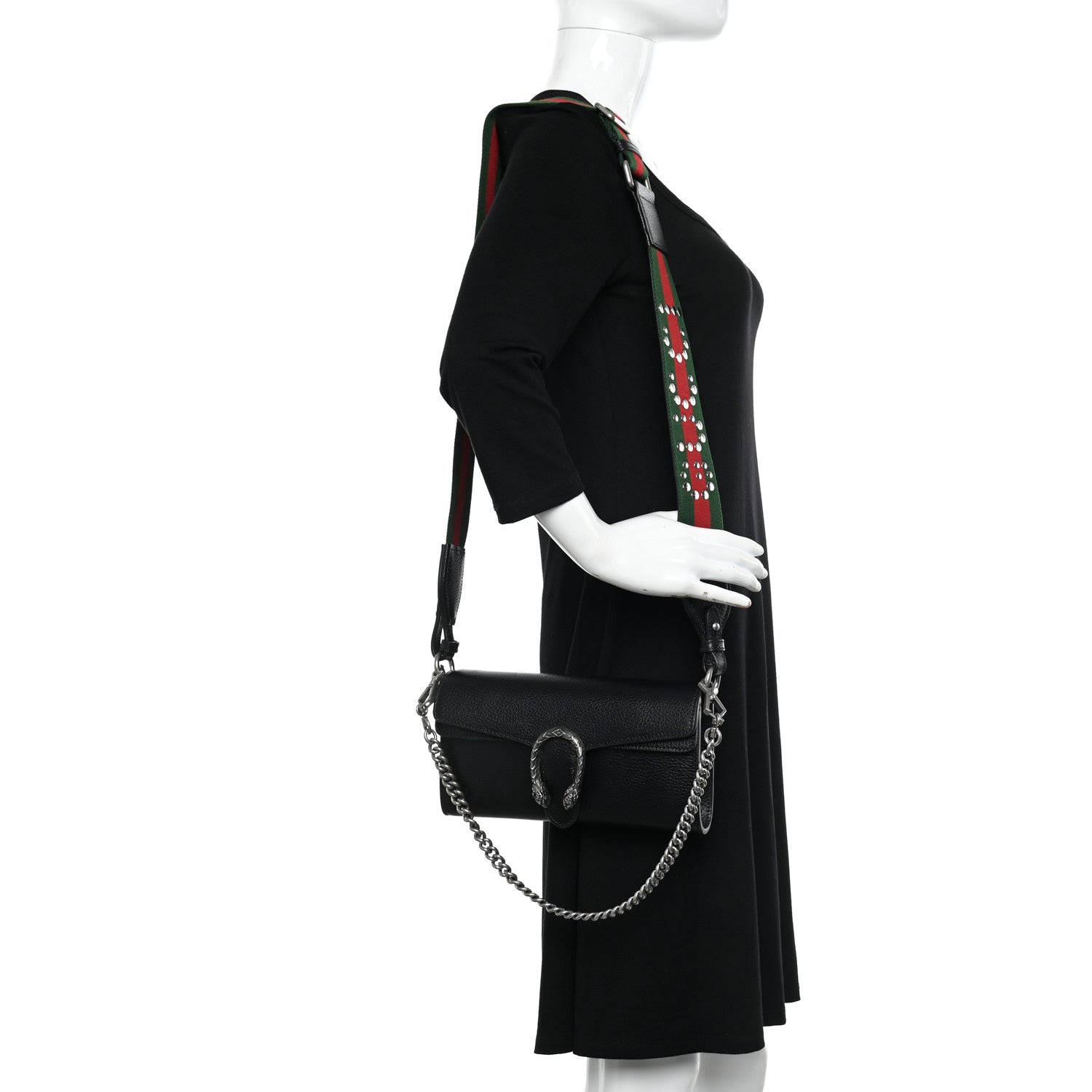 Gucci Dollar Calfskin Web Small Dionysus Crossbody Bag Black 2 of 12