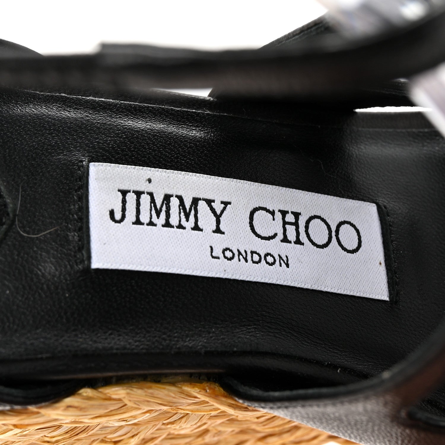 Jimmy Choo Raffia Nappa Ayla 110mm Wedge Sandals 35 Black 8 of 8