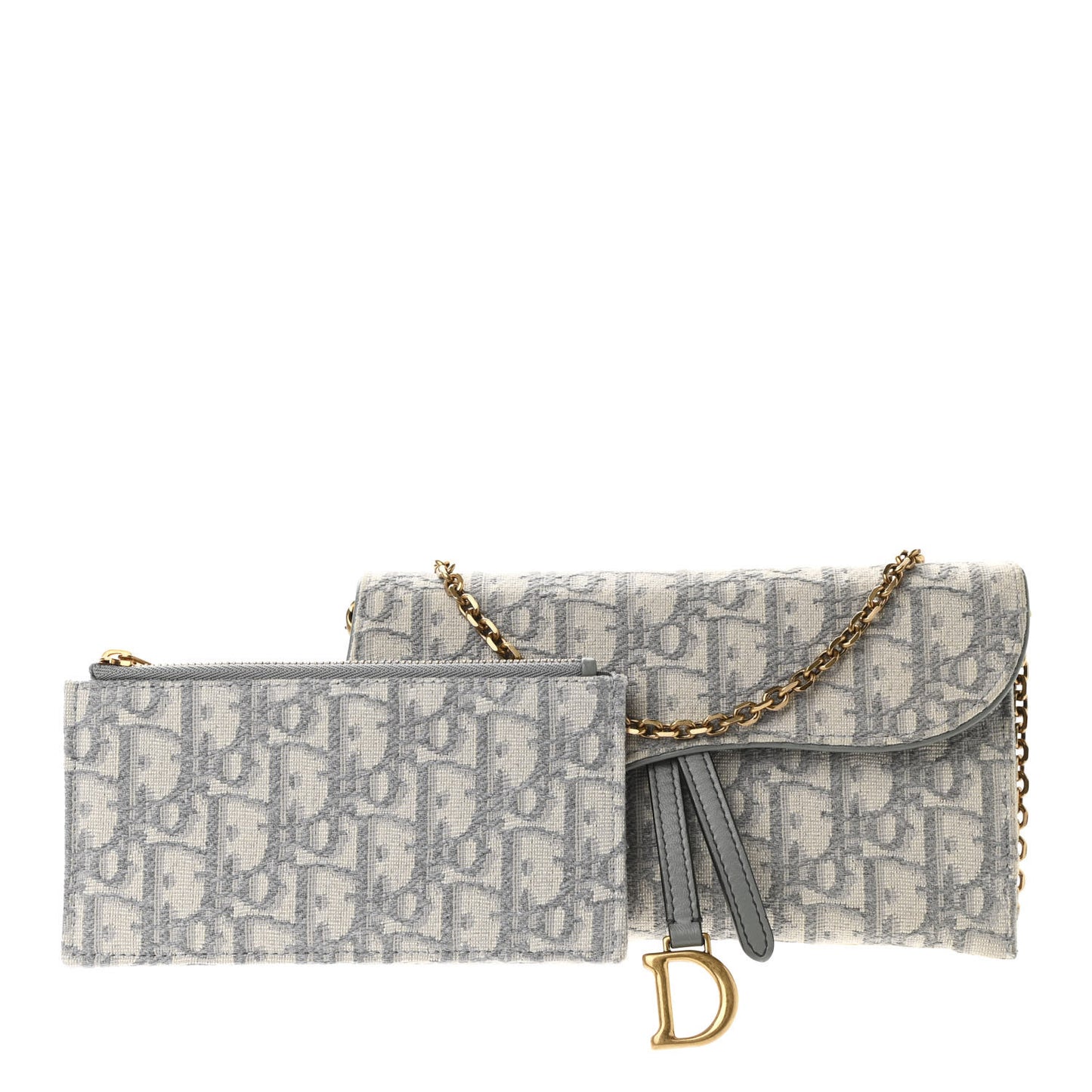 Oblique Saddle Chain Long Wallet Grey