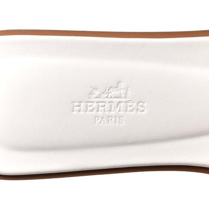 Hermes Box Calfskin Oran Sandals 37 White 7 of 9