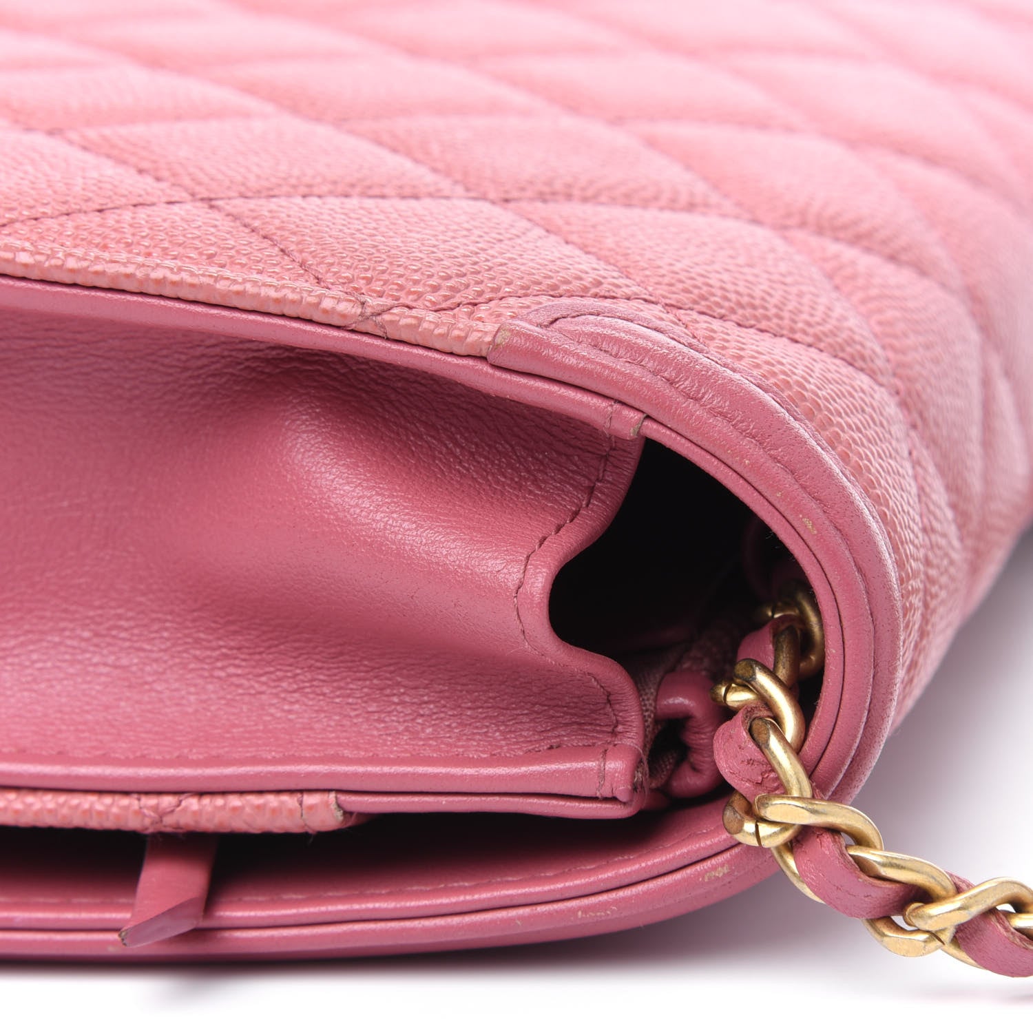 Chanel Caviar Quilted CC Filigree Wallet On Chain WOC Pink 14 of 18