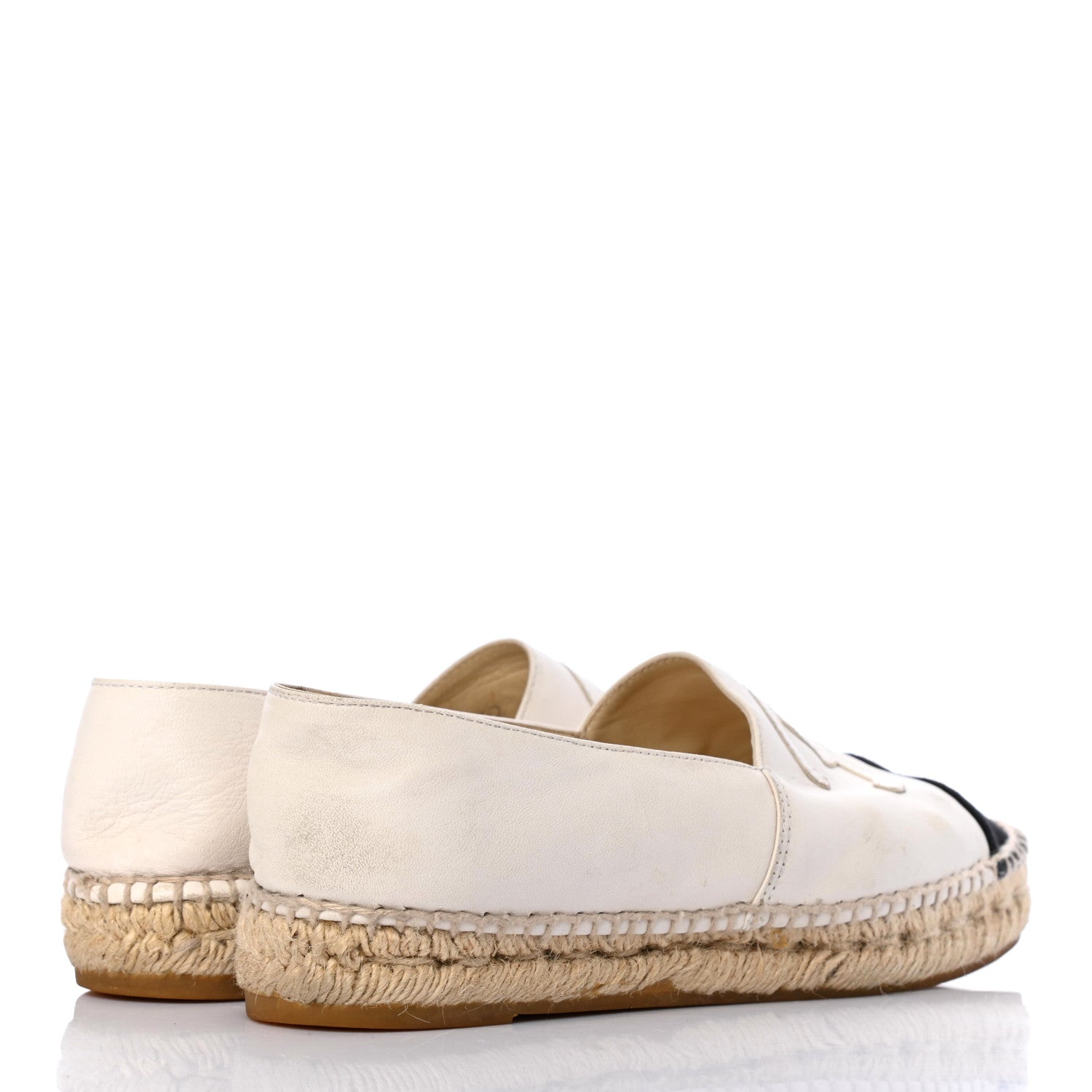 Chanel Lambskin CC Espadrilles 37 White Black 4 of 11