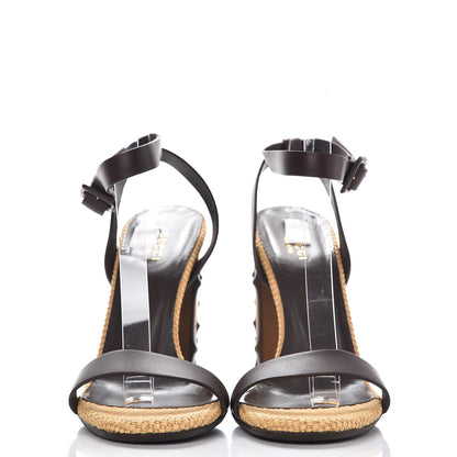 Gucci Calfskin Lifford Bamboo Sandals Heels 39 Cocoa 2 of 11