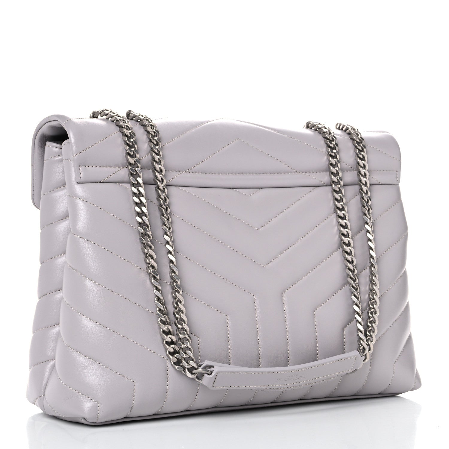 Saint Laurent Calfskin Y Quilted Monogram Medium Loulou Chain Satchel Granite 2 of 12