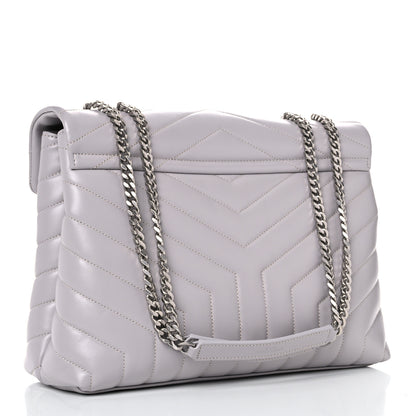 Saint Laurent Calfskin Y Quilted Monogram Medium Loulou Chain Satchel Granite 2 of 12