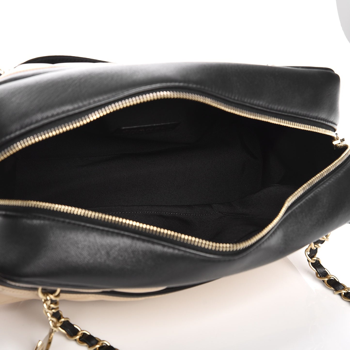 Lambskin Quilted Graphic Camera Case Beige Black