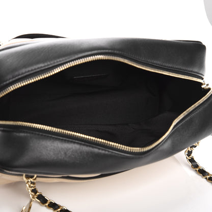 Chanel Lambskin Quilted Graphic Camera Case Beige Black 5 of 7