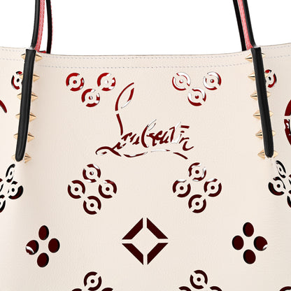 Christian Louboutin Calfskin Perforated Large Loubinthesky Cabarock Spikes Tote Snow 7 of 9