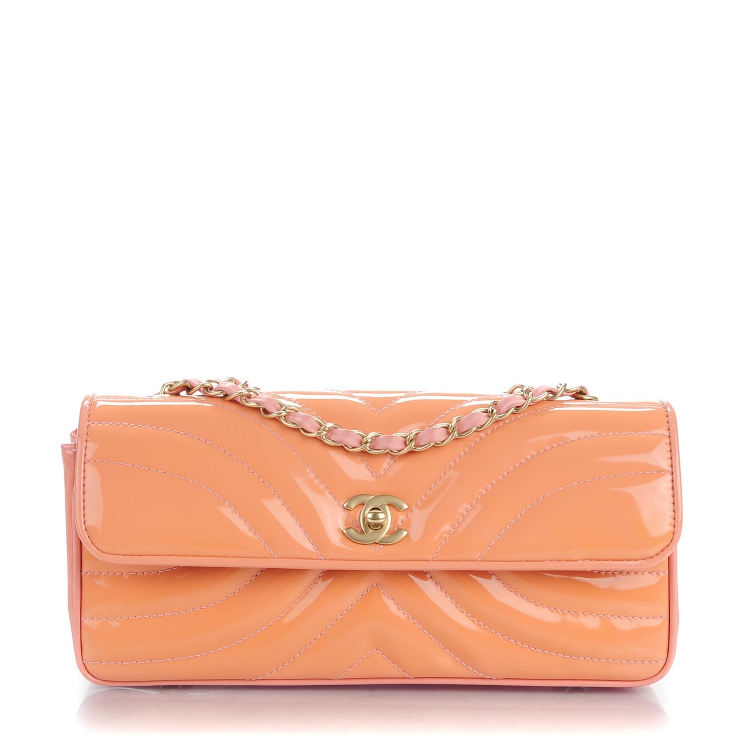 Patent Quilted East West Flap Rose
