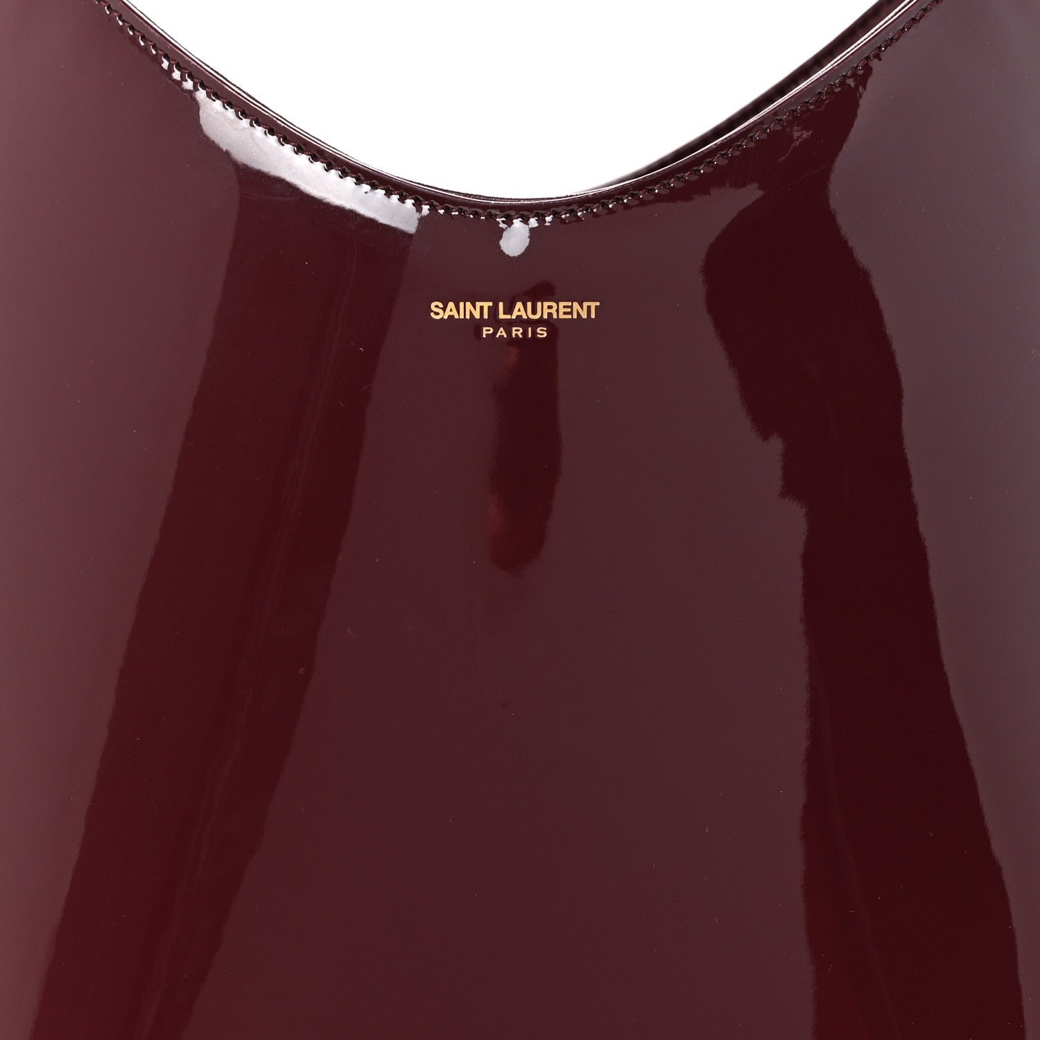 Saint Laurent Patent Calfskin Rendez-Vous Hobo Dark Red Wine 9 of 12