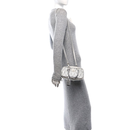 Miu Miu Metallic Nappa Matelasse Mini Arcadie Top Handle Bag Silver 2 of 9
