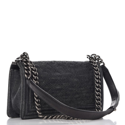 Chanel Denim Quilted Medium Boy Flap Black 4 of 8