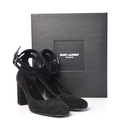 Saint Laurent Suede Babies Ankle Strap Pumps 40 Black 12 of 12