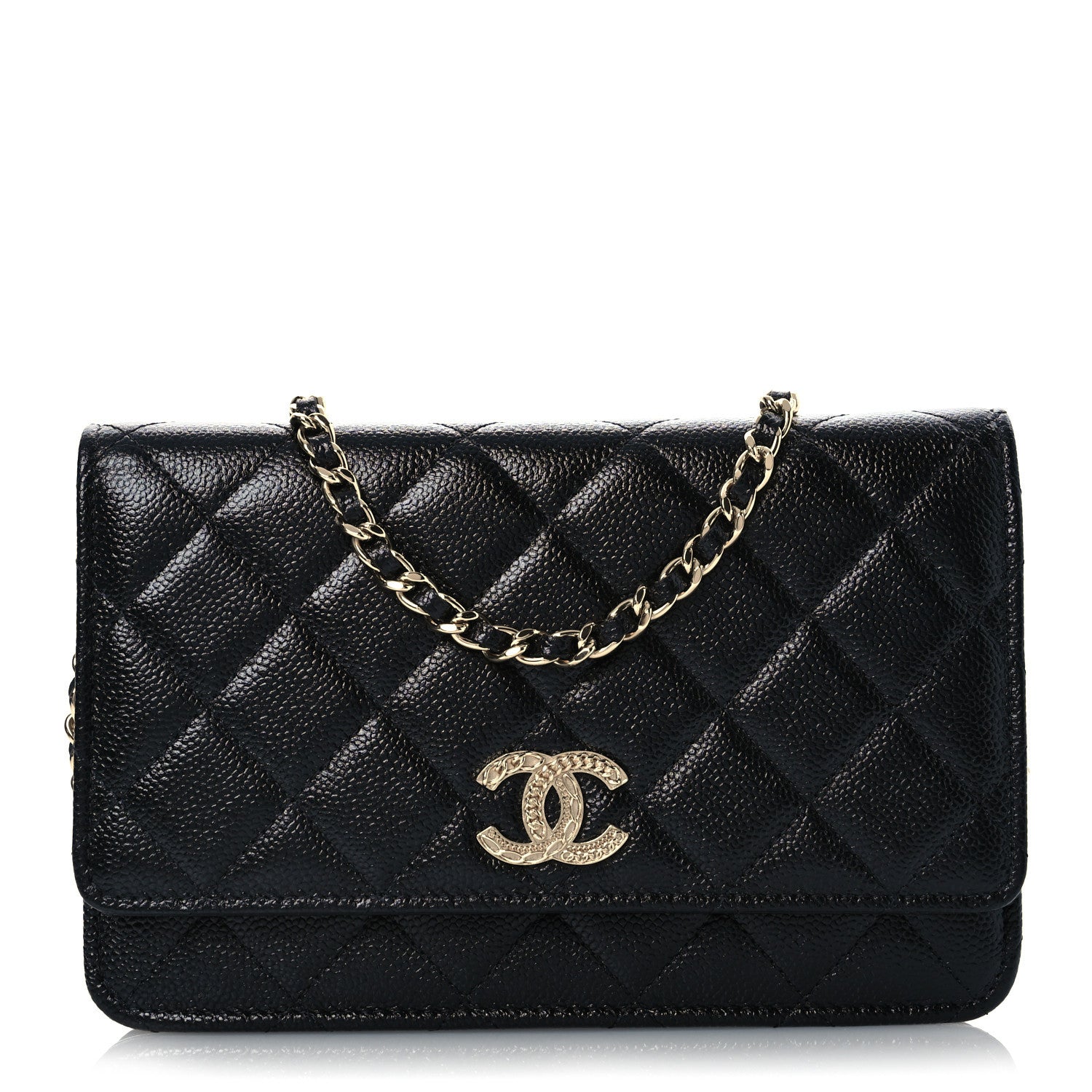 Chanel Caviar Quilted Chain CC Wallet On Chain WOC Black 1 of 11