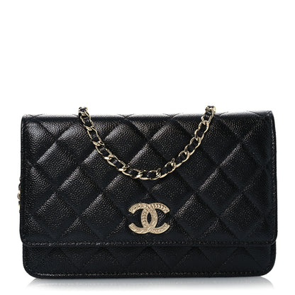 Chanel Caviar Quilted Chain CC Wallet On Chain WOC Black 1 of 11