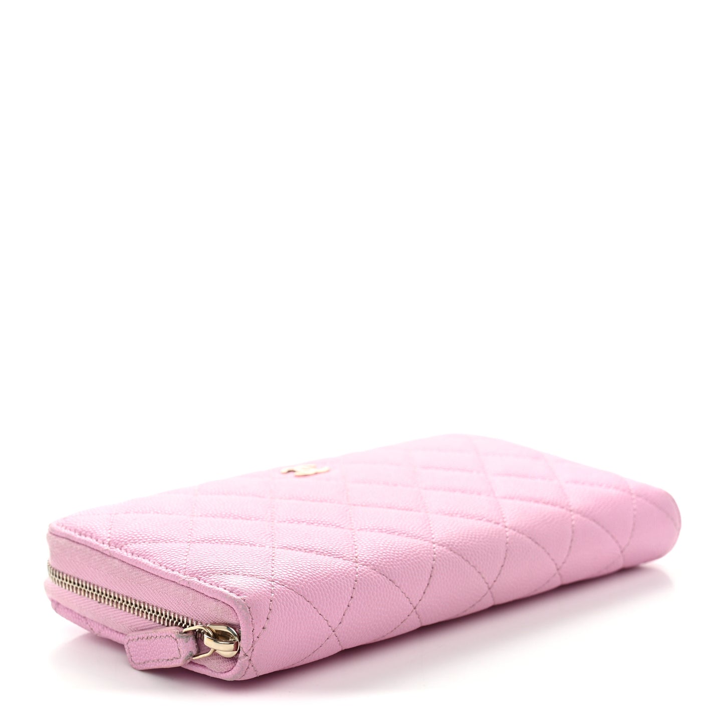 Caviar Quilted Large Gusset Zip Around Wallet Light Pink