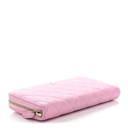 Chanel Caviar Quilted Large Gusset Zip Around Wallet Light Pink 4 of 13